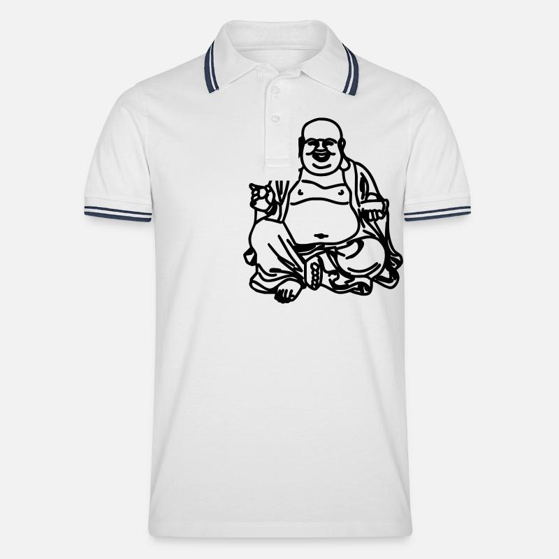 buddha - Männer Tipped Poloshirt - Weiß/Navy