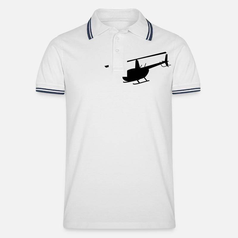 R44 - Männer Tipped Poloshirt - Weiß/Navy