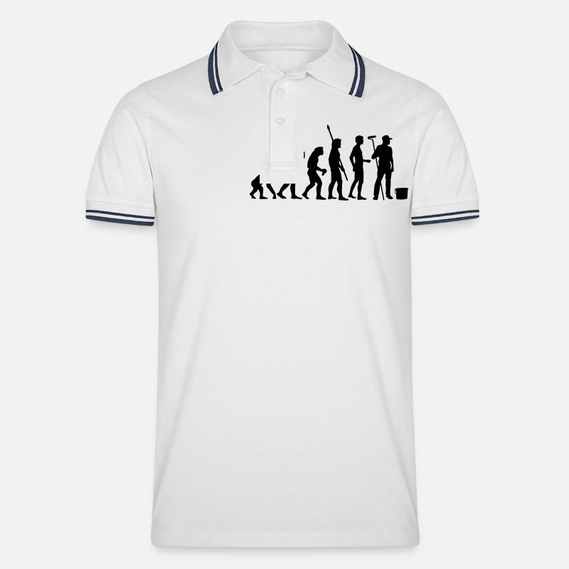 evolution_maler_b - Männer Tipped Poloshirt - Weiß/Navy