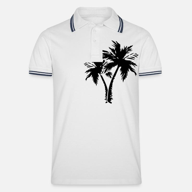 palm trees design - Männer Tipped Poloshirt - Weiß/Navy