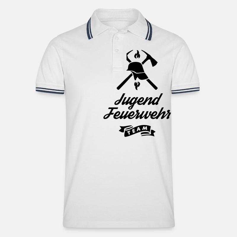 jugendfeuerwehr team helm - Männer Tipped Poloshirt - Weiß/Navy