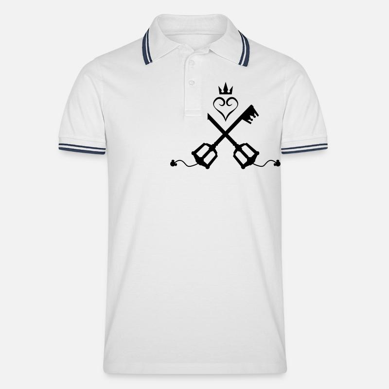 Kingdom Hearts - Männer Tipped Poloshirt - Weiß/Navy