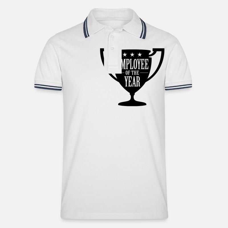 Mitarbeiter des Jahres! - Männer Tipped Poloshirt - Weiß/Navy