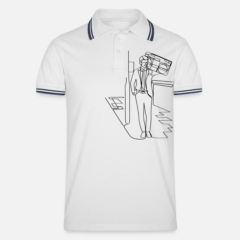 Suitwoofer - Männer Tipped Poloshirt - Weiß/Navy