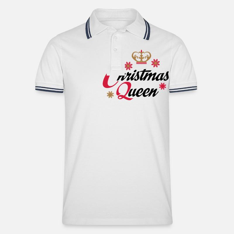christmas queen - Männer Tipped Poloshirt - Weiß/Navy