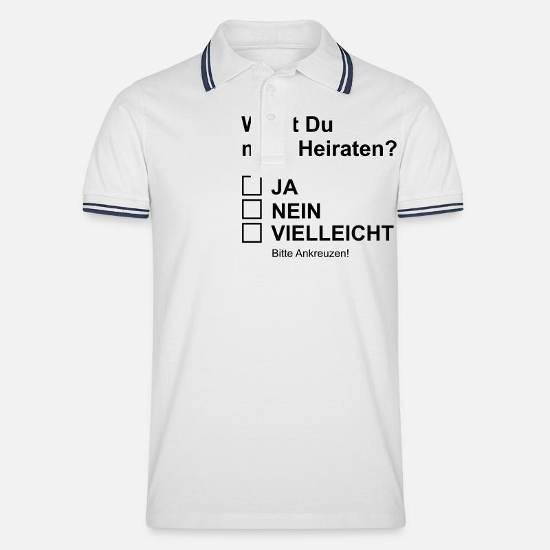 Heiratsantrag - Männer Tipped Poloshirt - Weiß/Navy