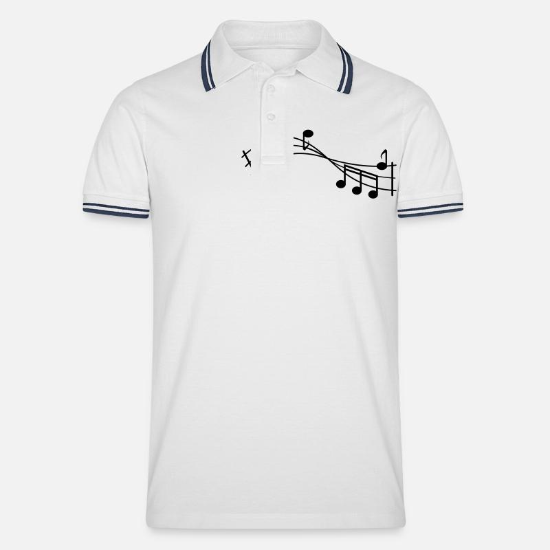 musik - Männer Tipped Poloshirt - Weiß/Navy