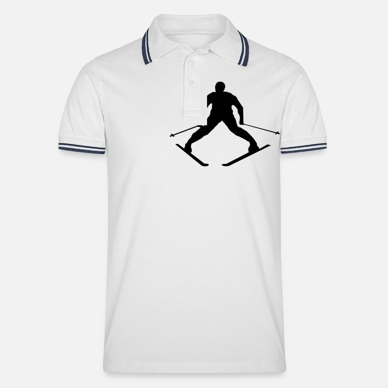 Skifahrer - Männer Tipped Poloshirt - Weiß/Navy