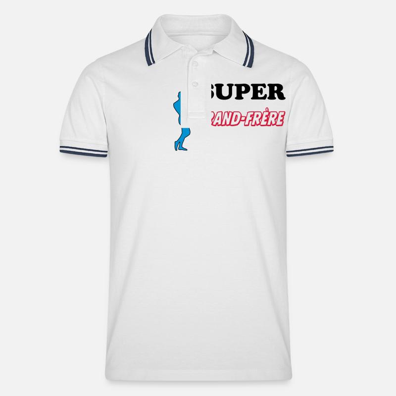 SUPER Großer Bruder - Männer Tipped Poloshirt - Weiß/Navy