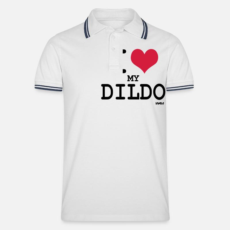 i love my dildo - Männer Tipped Poloshirt - Weiß/Navy