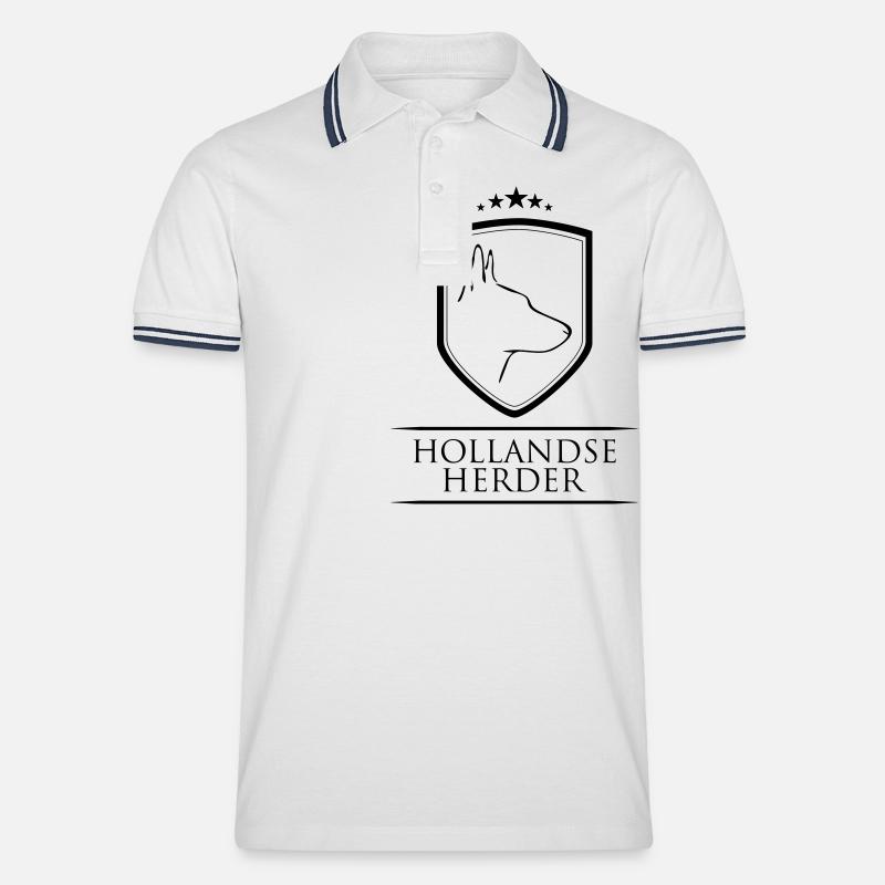 HOLLANDSE HERDER WAPPEN - Männer Tipped Poloshirt - Weiß/Navy