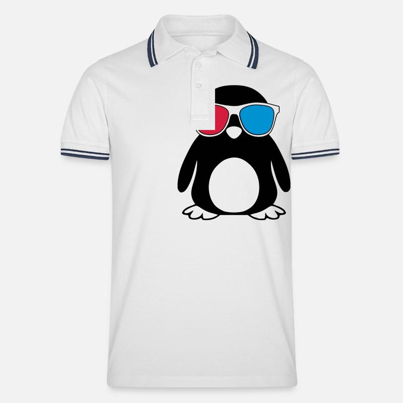 Swaggy Penguin - Männer Tipped Poloshirt - Weiß/Navy