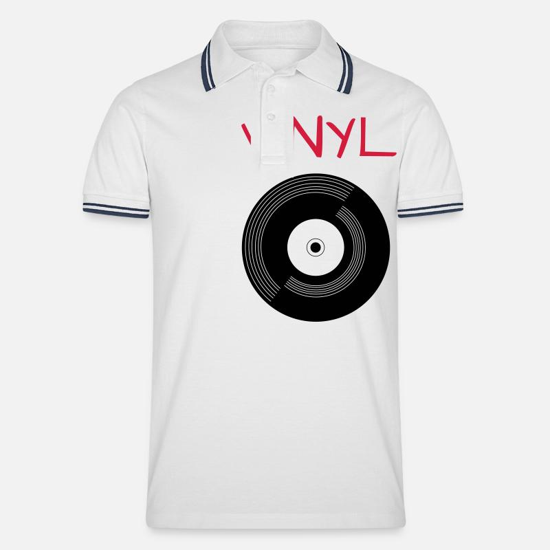 Vinyl - Männer Tipped Poloshirt - Weiß/Navy