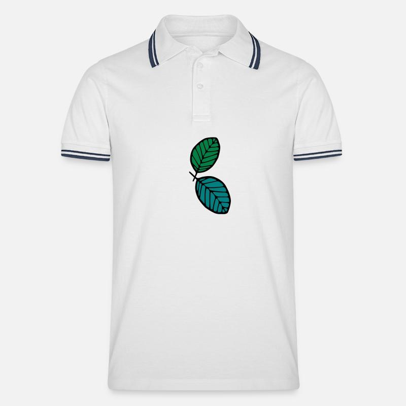 Blatt, Laub, Baum, Herbst - Männer Tipped Poloshirt - Weiß/Navy