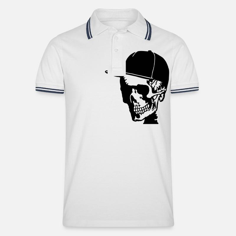 skull with cappy - Männer Tipped Poloshirt - Weiß/Navy