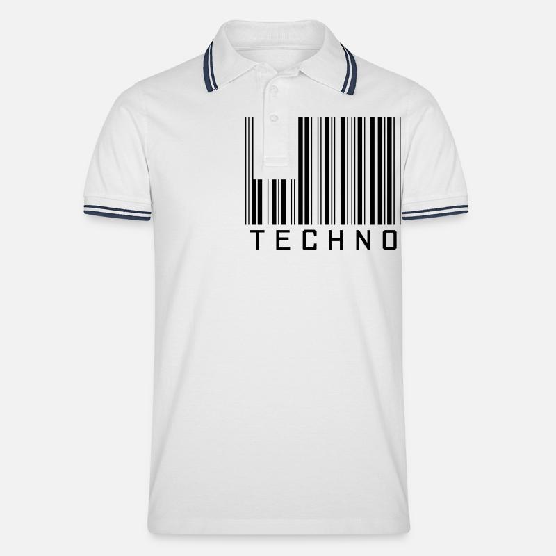Techno Barcode - Männer Tipped Poloshirt - Weiß/Navy