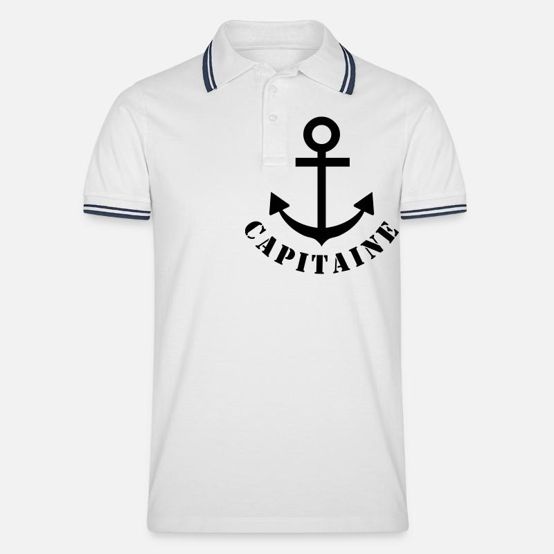 capitaine - Männer Tipped Poloshirt - Weiß/Navy
