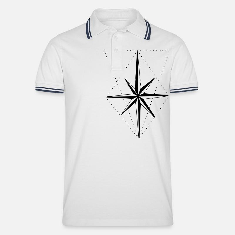 Kompass - Männer Tipped Poloshirt - Weiß/Navy