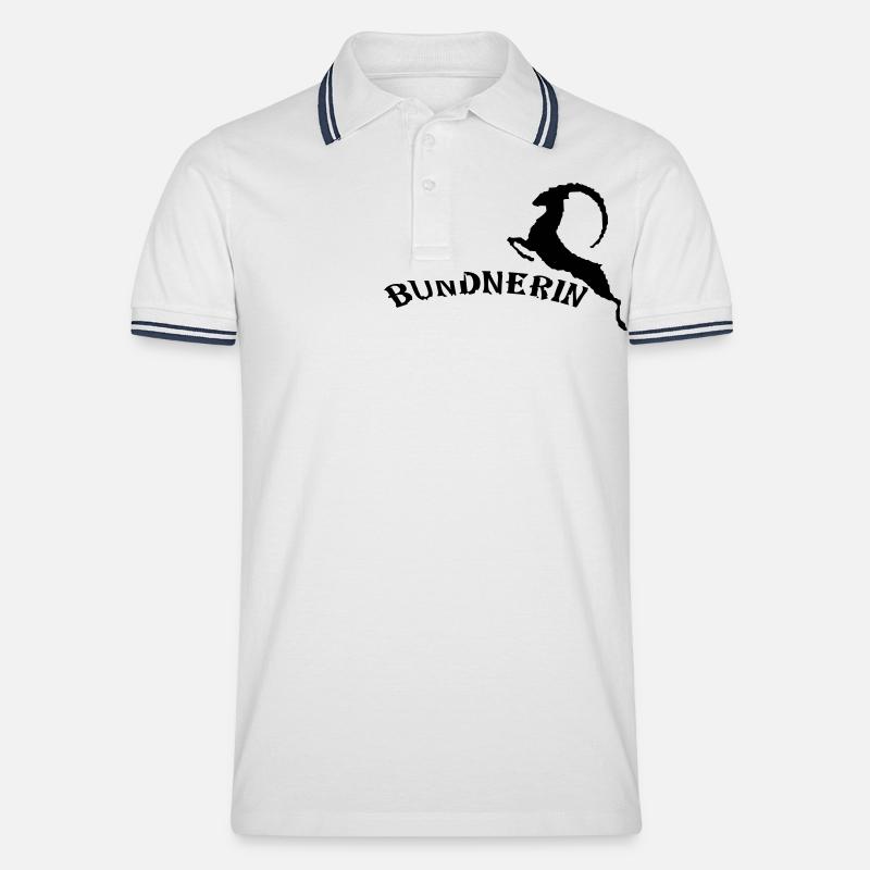Bündnerin - Männer Tipped Poloshirt - Weiß/Navy