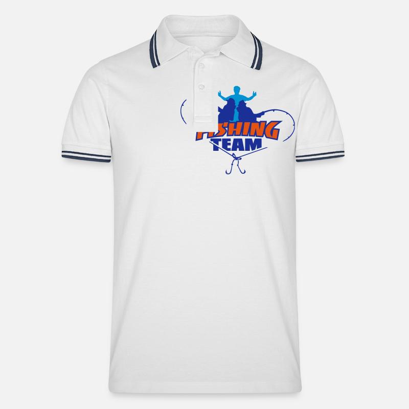 fishing_team2_3c - Männer Tipped Poloshirt - Weiß/Navy