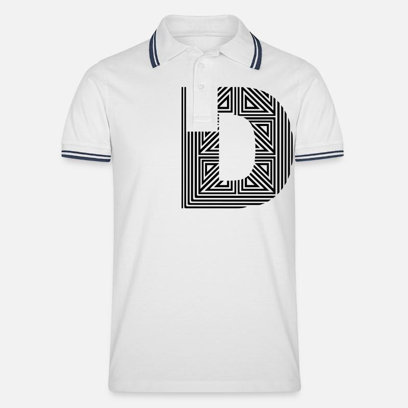 Buchstabe D - Männer Tipped Poloshirt - Weiß/Navy