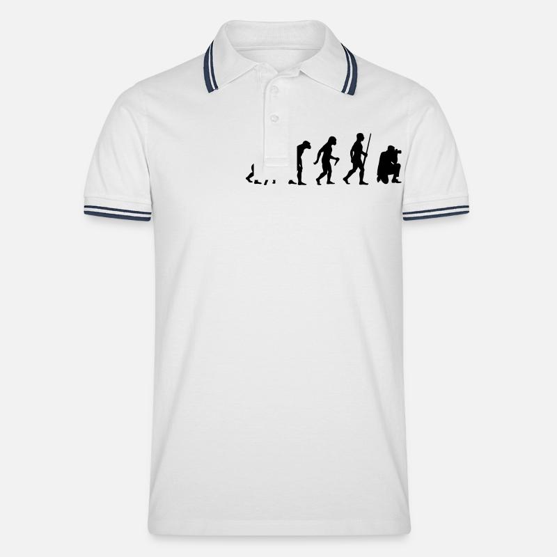 Photographer evolution - Männer Tipped Poloshirt - Weiß/Navy