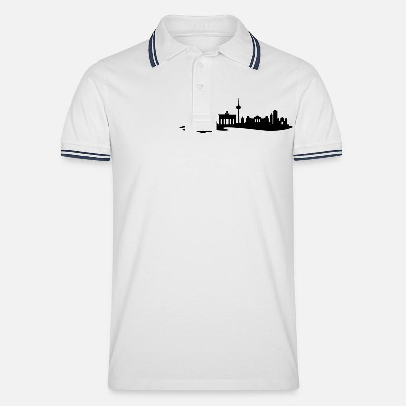 Berlin Skyline - Männer Tipped Poloshirt - Weiß/Navy