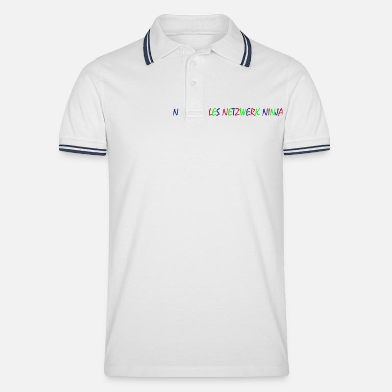 Neuronales Netzwerk Ninja - Männer Tipped Poloshirt - Weiß/Navy