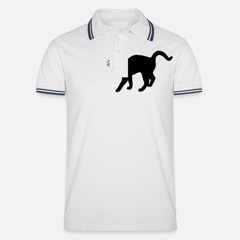 katze - Männer Tipped Poloshirt - Weiß/Navy