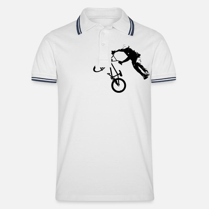 Dirtjump - Männer Tipped Poloshirt - Weiß/Navy