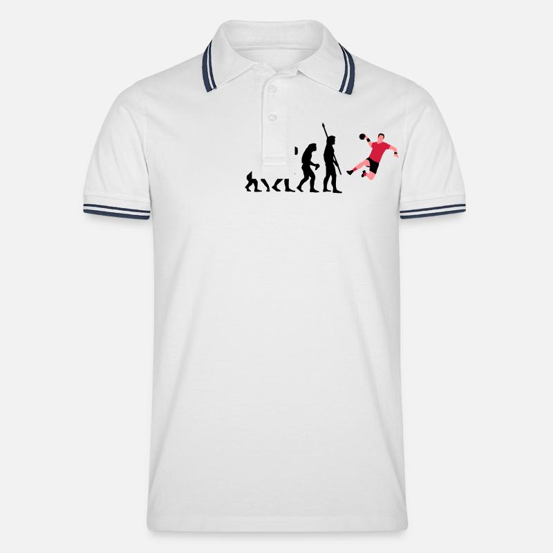 evolution_handballer_a_3c - Männer Tipped Poloshirt - Weiß/Navy