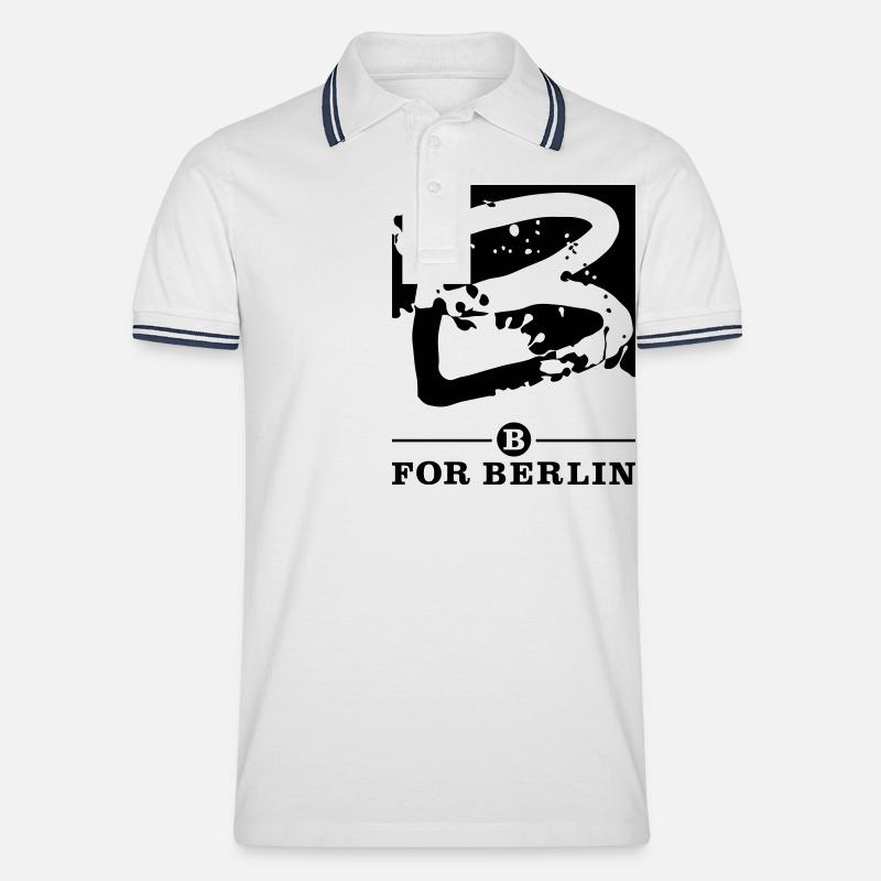 B for Berlin - Splash - Männer Tipped Poloshirt - Weiß/Navy