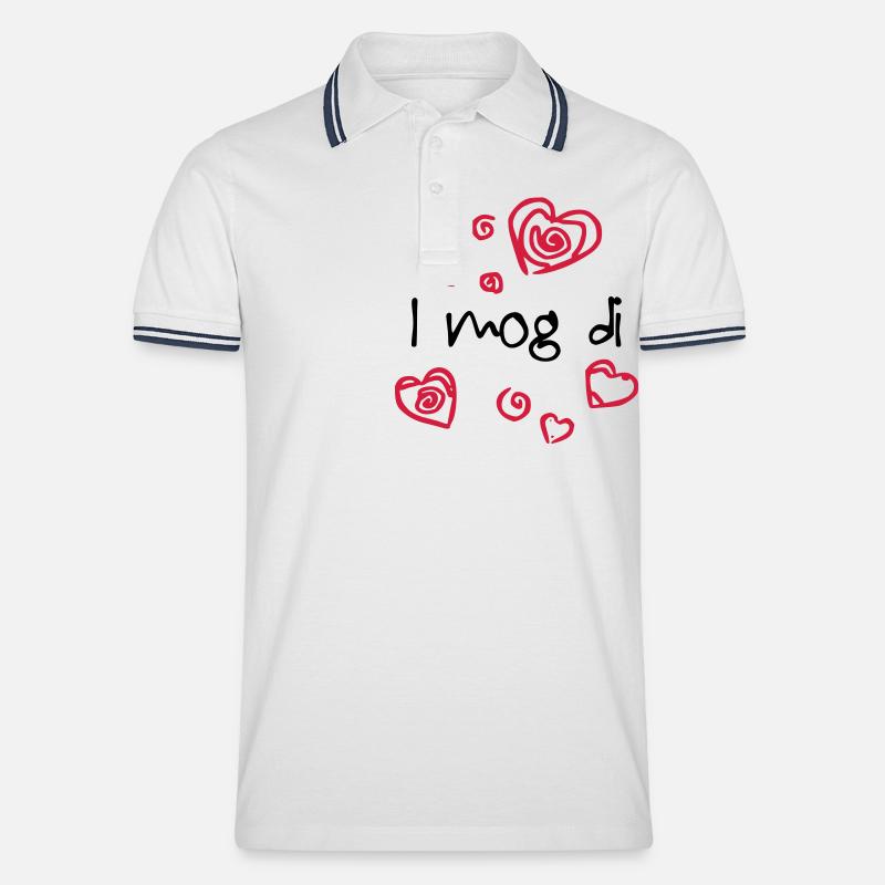 I mog di - Männer Tipped Poloshirt - Weiß/Navy