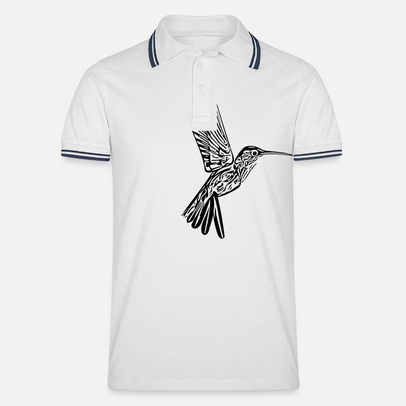 Kolibri - Männer Tipped Poloshirt - Weiß/Navy