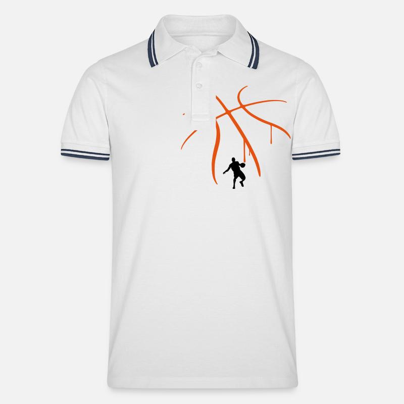 Basketball - Männer Tipped Poloshirt - Weiß/Navy