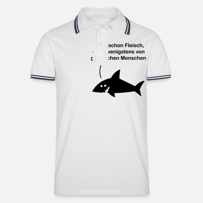 Fleisch - Männer Tipped Poloshirt - Weiß/Navy