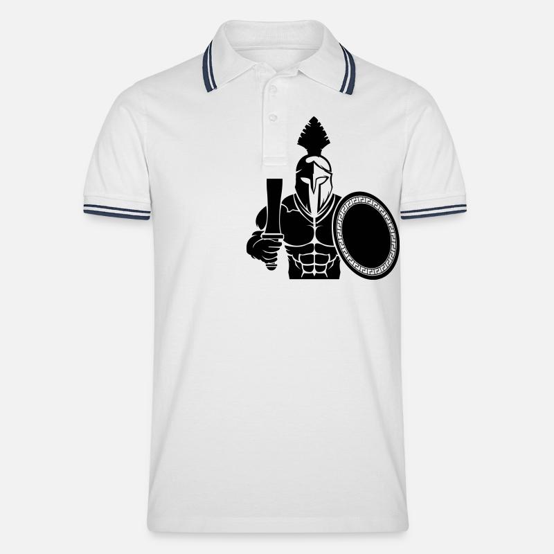 spartaner 01 - Männer Tipped Poloshirt - Weiß/Navy