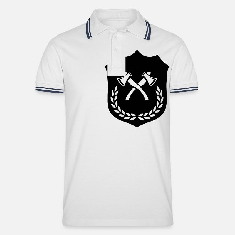 Wappen Axt Äxte - Männer Tipped Poloshirt - Weiß/Navy