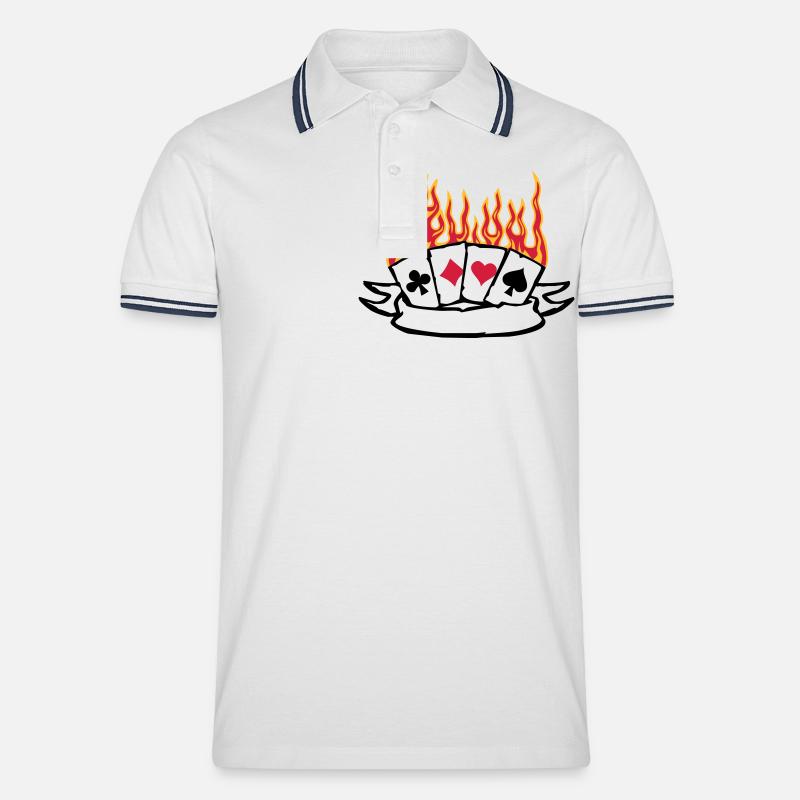 Cards Banner - Männer Tipped Poloshirt - Weiß/Navy