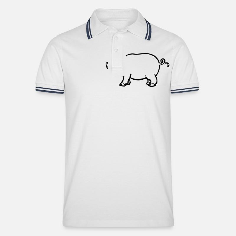 Schwein - Männer Tipped Poloshirt - Weiß/Navy