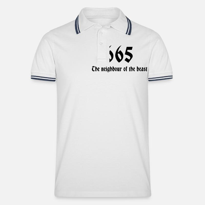 665 - Männer Tipped Poloshirt - Weiß/Navy