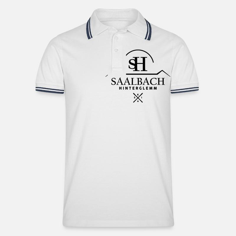 Saalbach-Logo SKI-X - Männer Tipped Poloshirt - Weiß/Navy