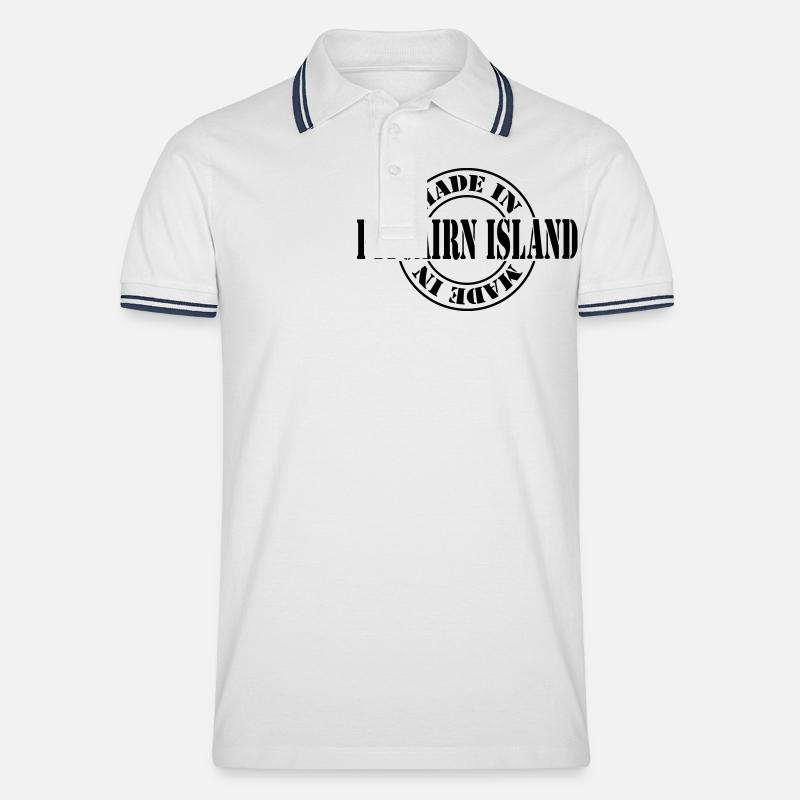 made in pitcairn island m1k2 - Männer Tipped Poloshirt - Weiß/Navy