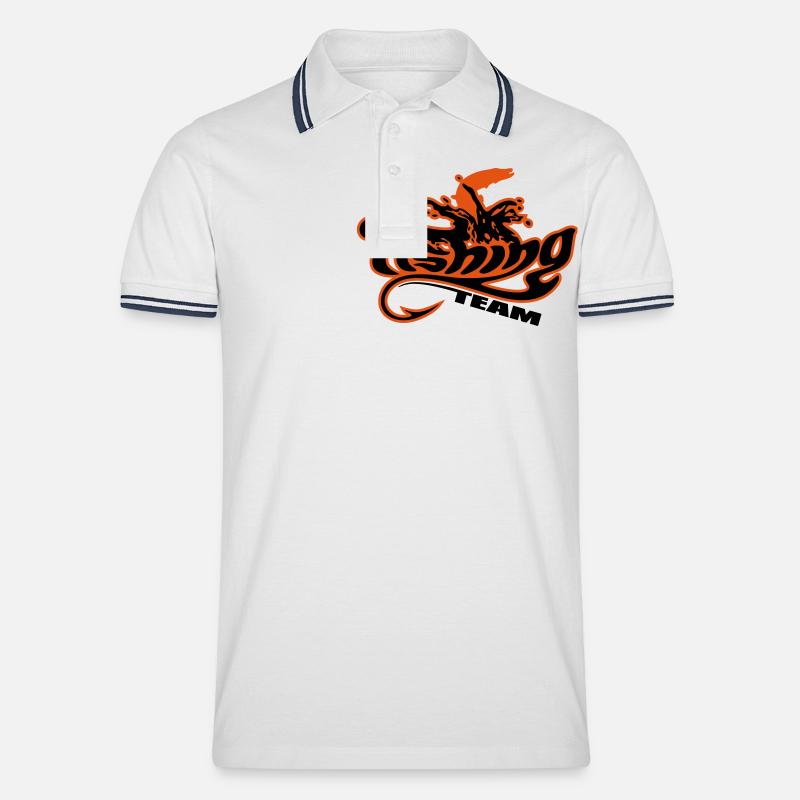 fishing_team_2c - Männer Tipped Poloshirt - Weiß/Navy