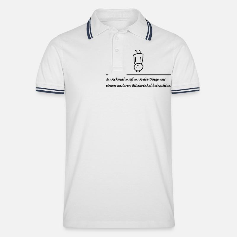 anderer Blickwinkel - Männer Tipped Poloshirt - Weiß/Navy