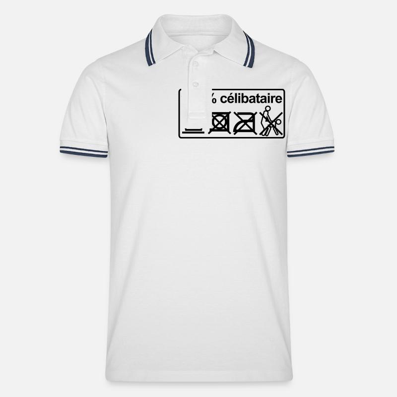 100% unverheiratet - Männer Tipped Poloshirt - Weiß/Navy