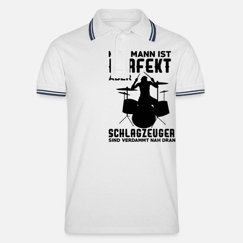 schlagzeuger - Männer Tipped Poloshirt - Weiß/Navy