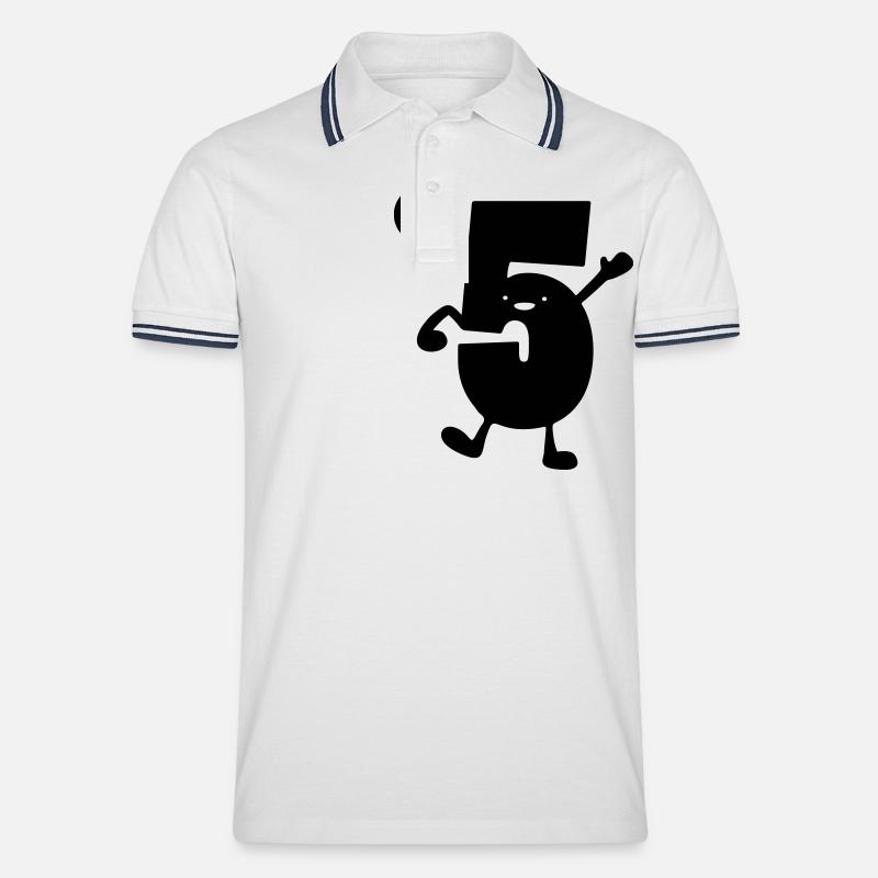 high 5 - Männer Tipped Poloshirt - Weiß/Navy