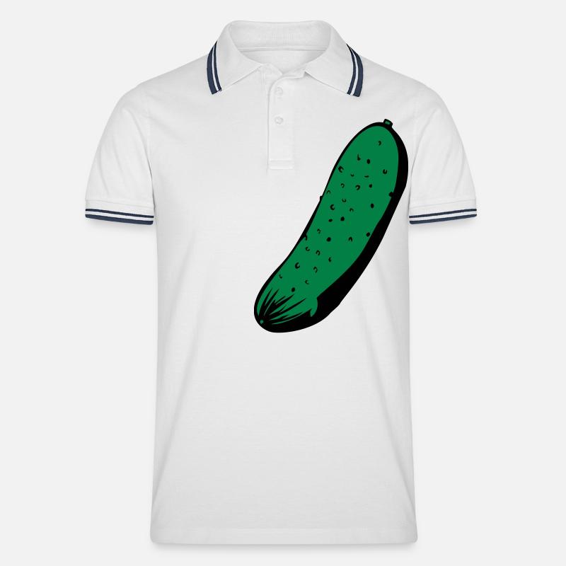 Gurke - Männer Tipped Poloshirt - Weiß/Navy