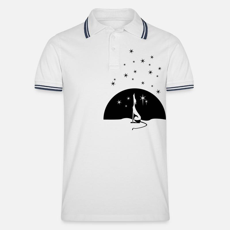 galgo_sterne - Männer Tipped Poloshirt - Weiß/Navy